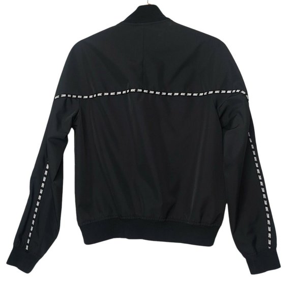 Nike Womens Small Zip Jacket Athletic Logo Black Spell Out Trim Lightweight Run - Picture 2 of 9
